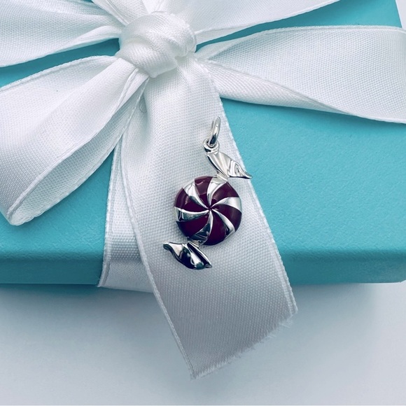 RARE Tiffany & Co. Red Enamel Bon Bon Candy Charm Pendant with Packaging - Picture 3 of 8